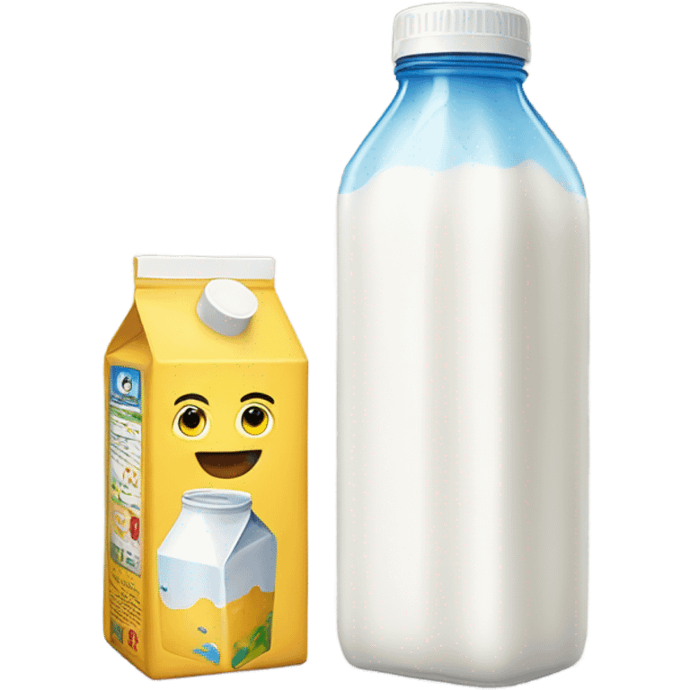 Milk Carton and Kids water bottle  emoji