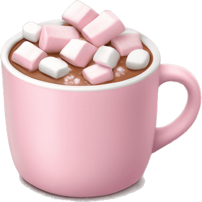 Light Pink mug of hot chocolate with marshmallows  emoji