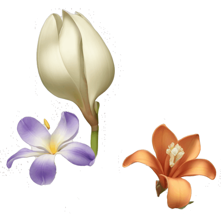 magnolia flower and iris flower and yucca emoji