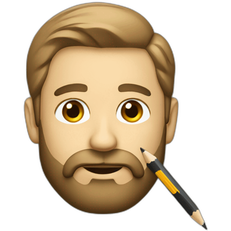 a man with a beard in a suit with a pencil behind his ear emoji