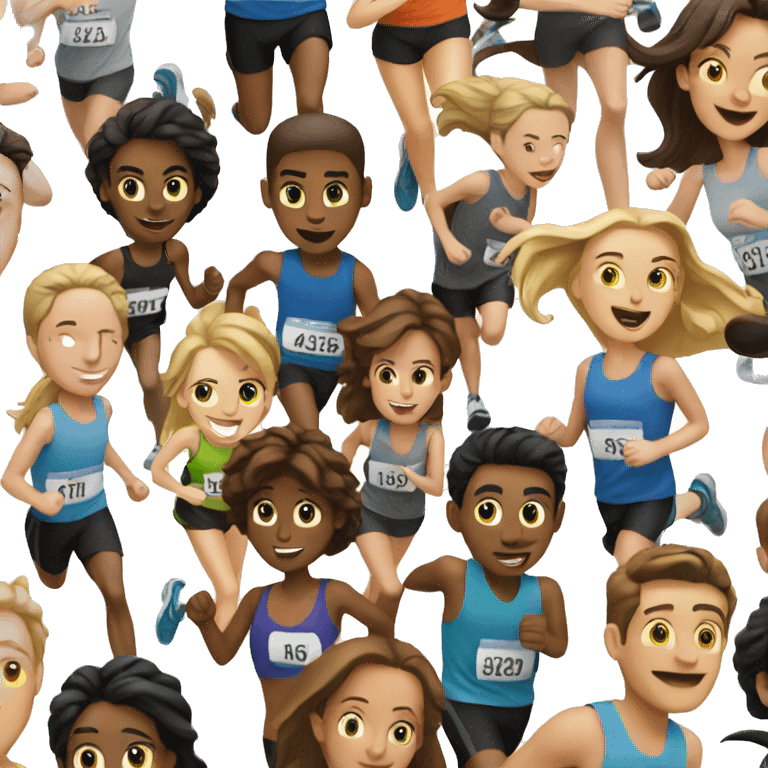 friends running Marathon emoji