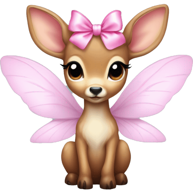 baby deer with fairy wings and a pink bow around its neck  emoji