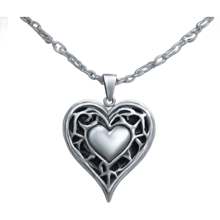 silver gothic heart necklace emoji