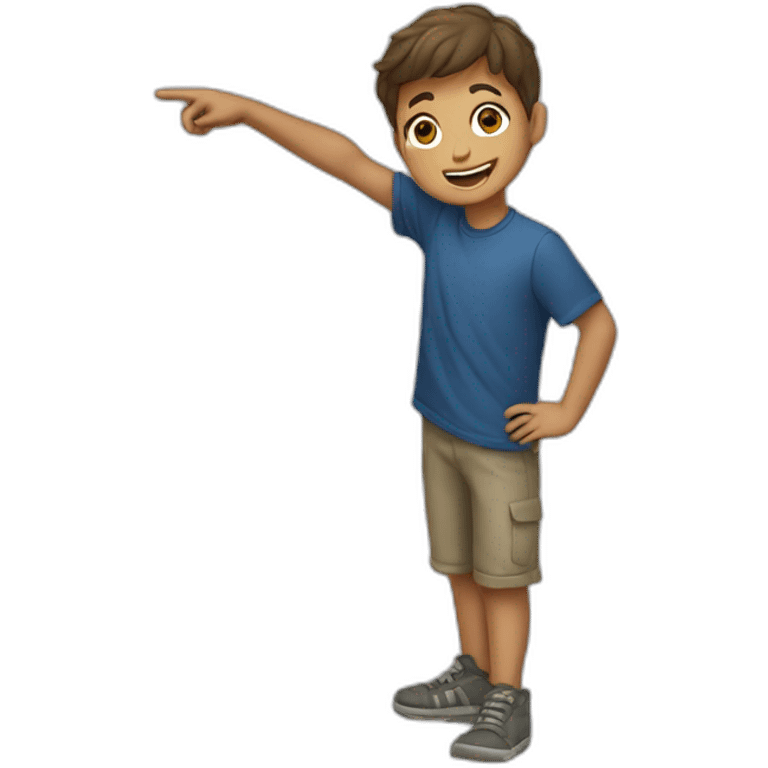 A boy pointing at the floor emoji