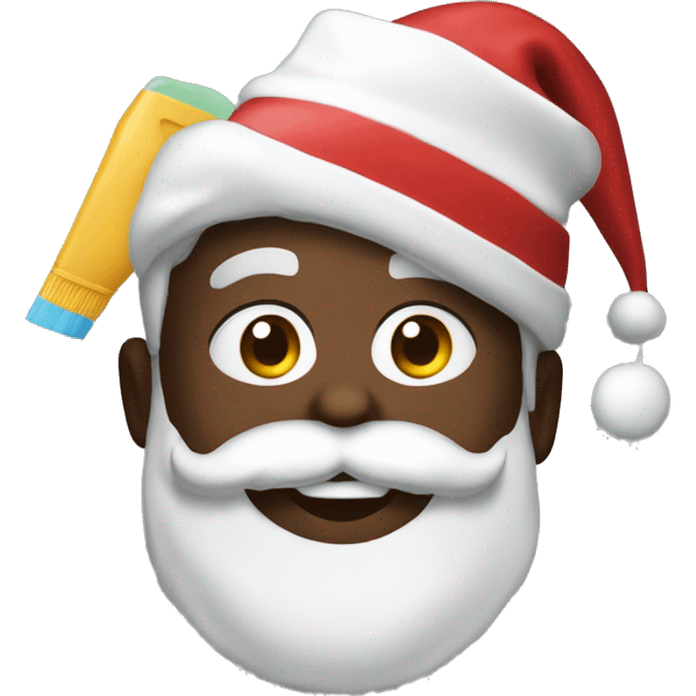 Create a black Santa with cleaning supplies  emoji