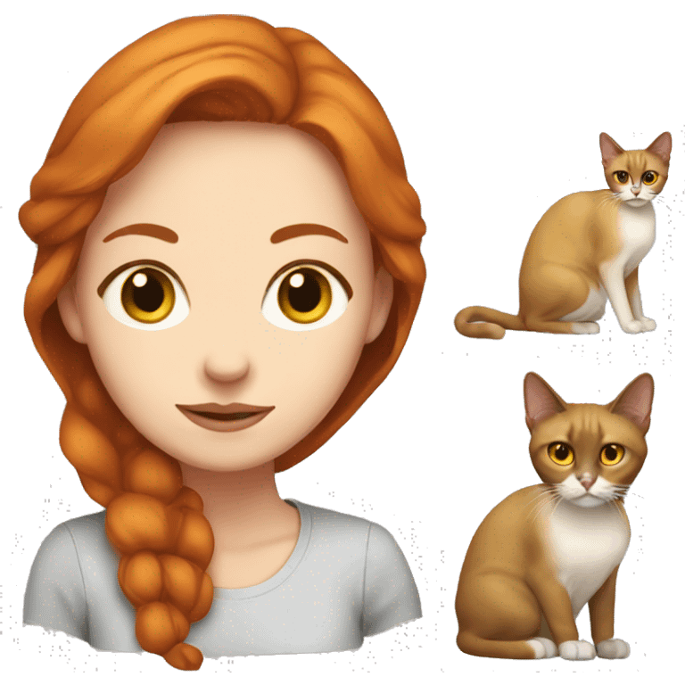 red hair pale woman with siamese brown cat-yellow eyes emoji