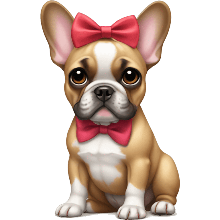 Fawn French bulldog wearing a bow  emoji