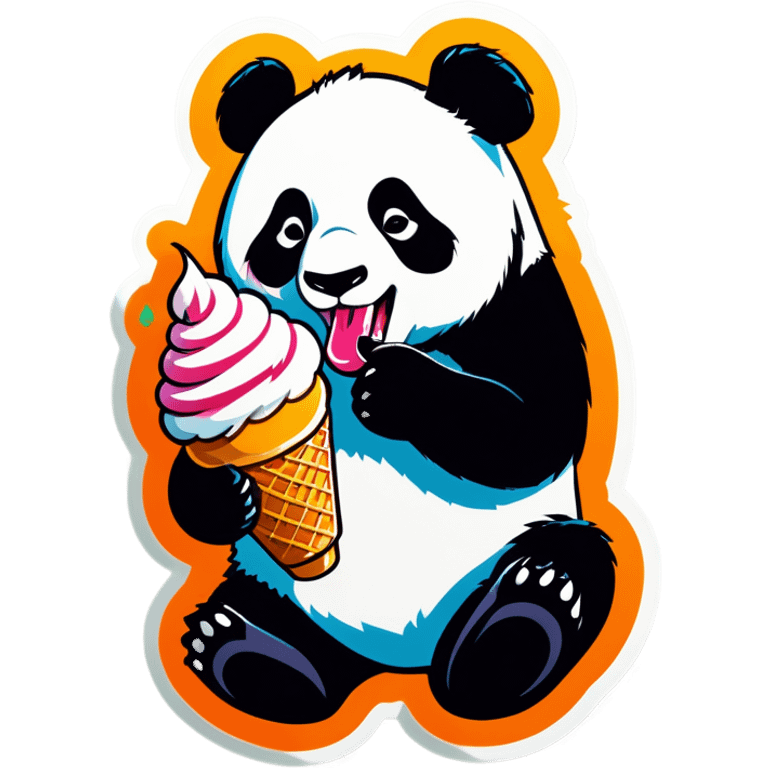 Panda eating ice cream emoji