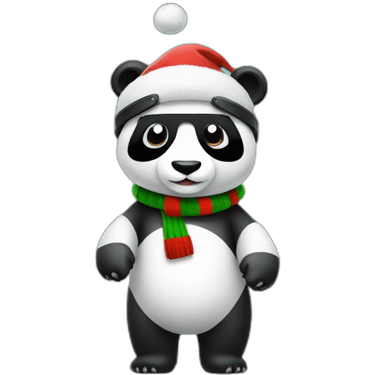 full body christmas panda in vr headset emoji