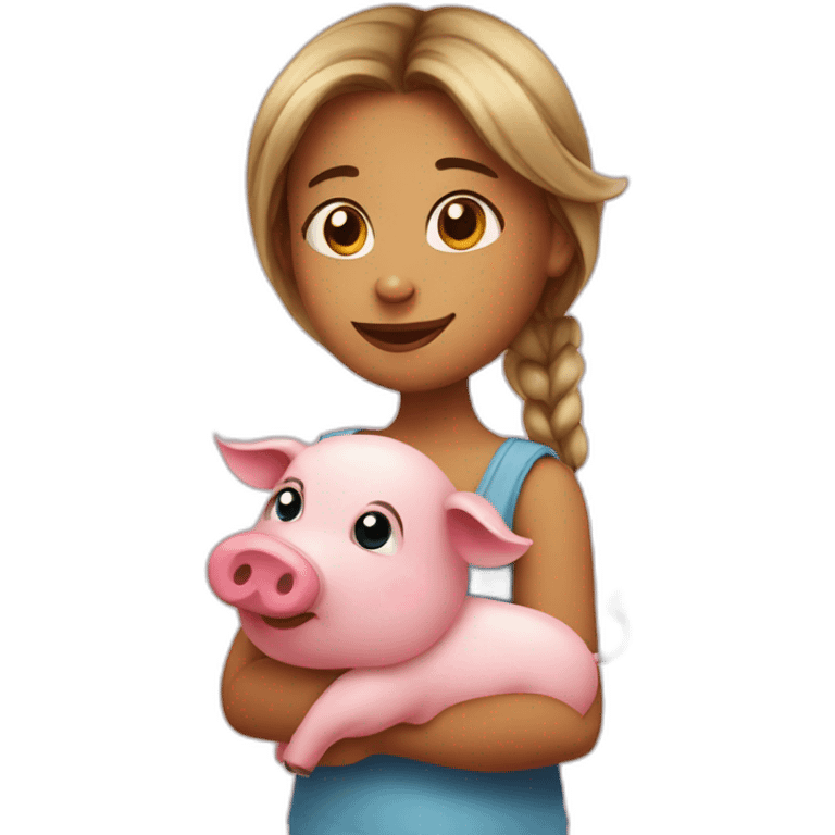 Small girl Pragati with pig emoji