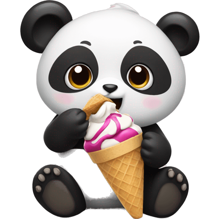 Panda eating ice cream emoji