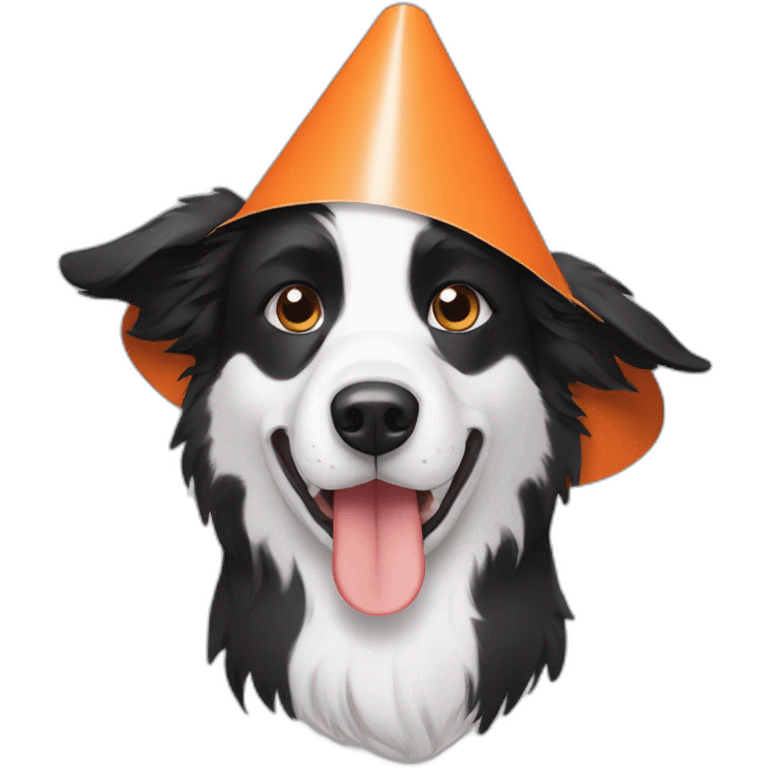 border collie wearing a cone of shame emoji