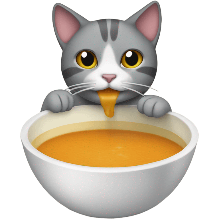 Cat eating soup emoji