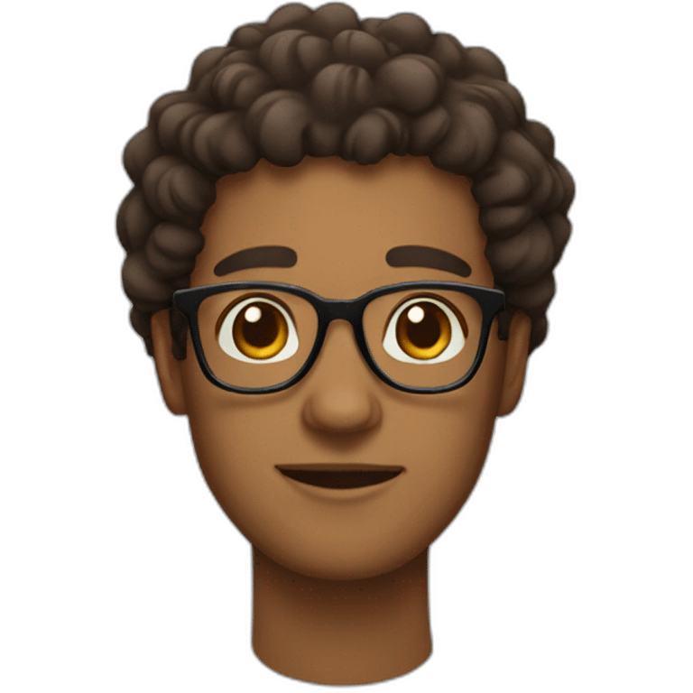 Brown man with glasses a bread and curly hair emoji