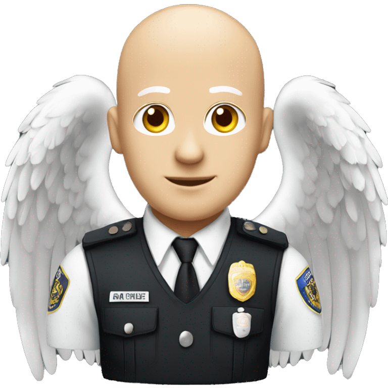 A White Police man bald with Big ANGEL WINGS emoji