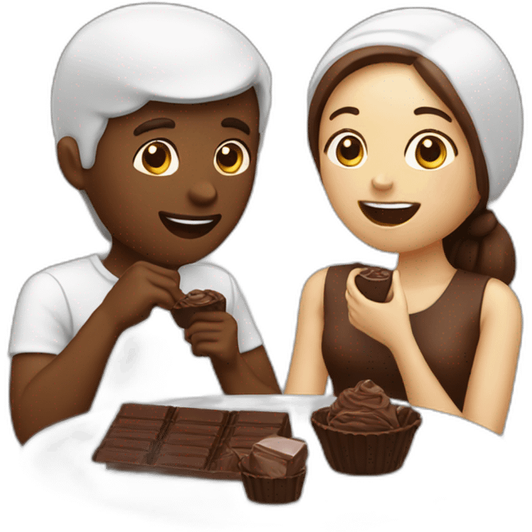 white couple eating chocolat emoji