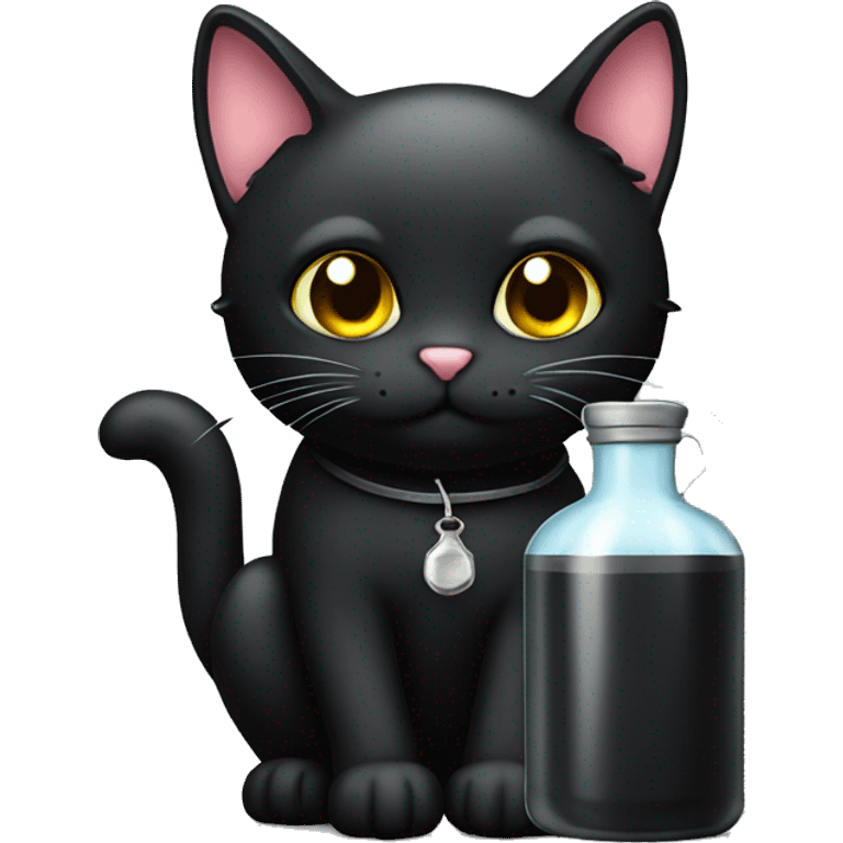 Black cat with flask  emoji