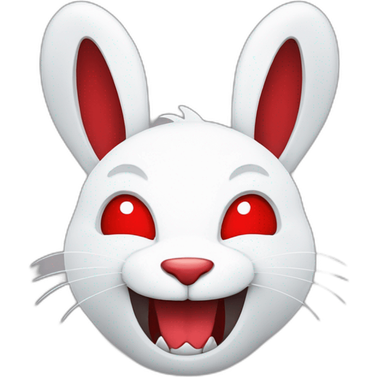 evil white rabbit with sharp fangs with red around mouth emoji