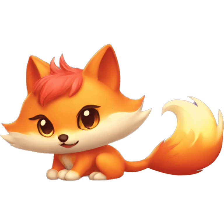 fantasy fire fox cute kawaii in love emoji