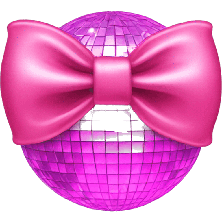 Pink bow disco ball emoji