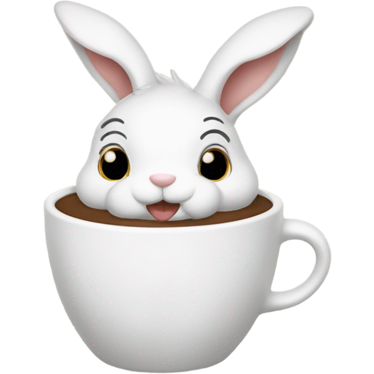 Conejo blanco con café  emoji