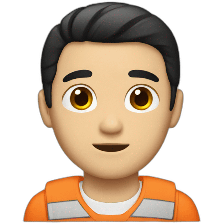 white boy black hair in orange prisoner uniform emoji