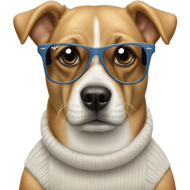 Dog with ray ban meta and a Nike sweater emoji