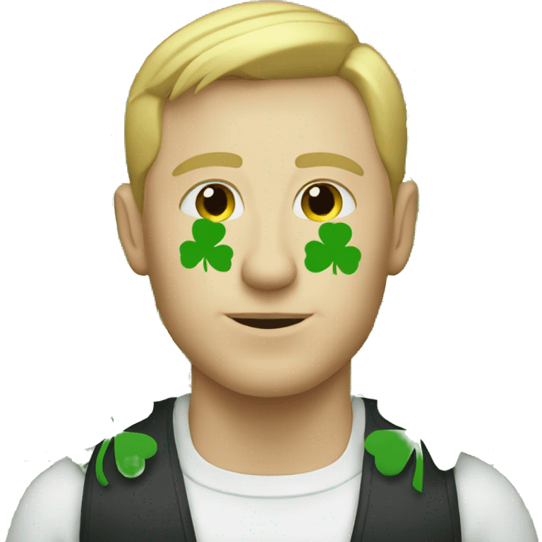 white man with four leaf clover emoji