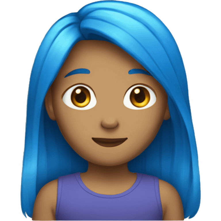 Blue long hair with pronouns emoji