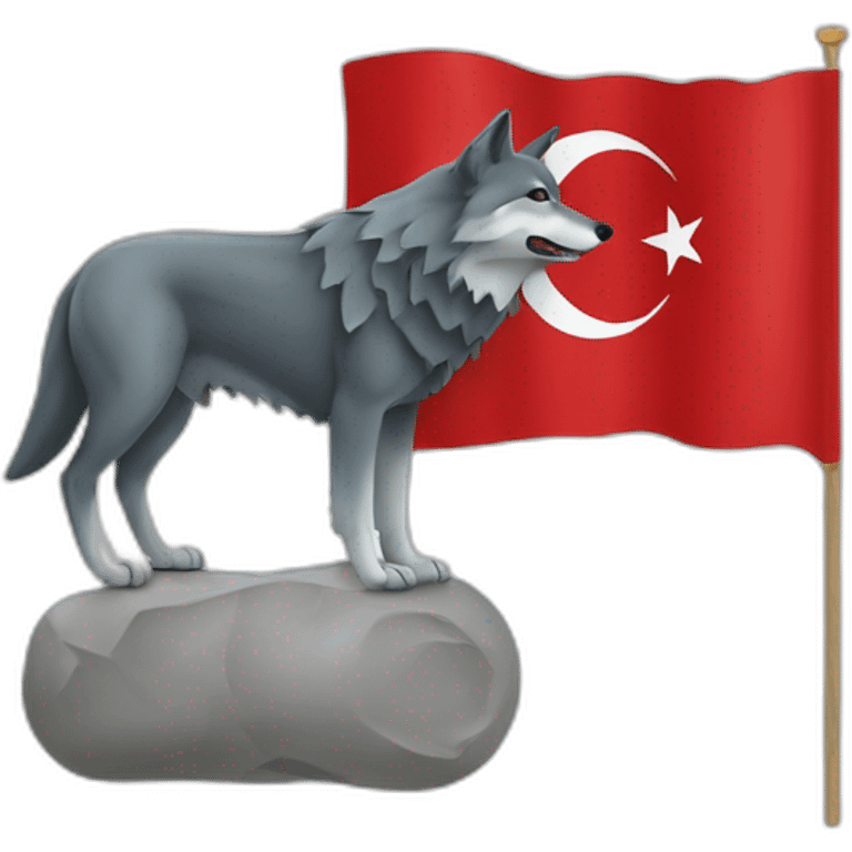 Turkish flag with a wolf emoji