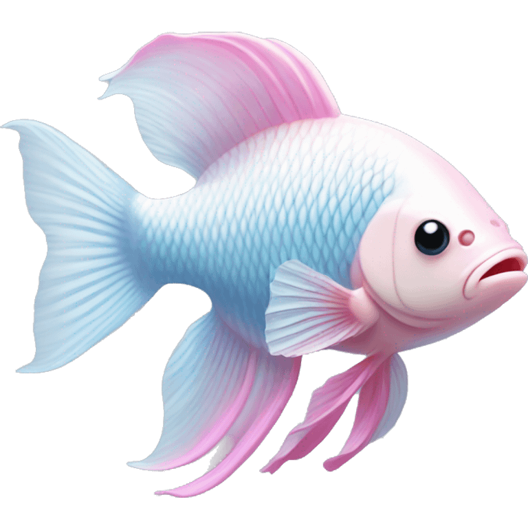 Pastel blue, pink, and white colore Beta Fish emoji