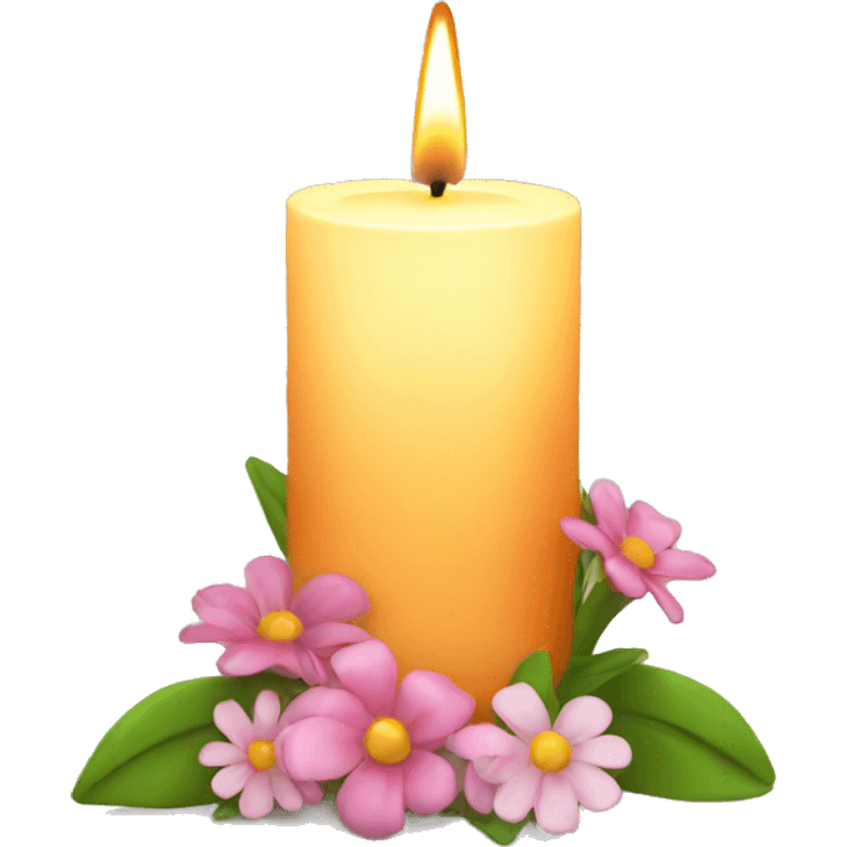 Spring candle with flowers  emoji