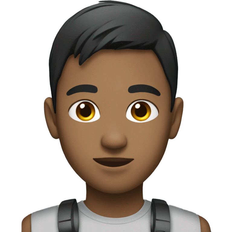 young person with short black hairs and headset emoji