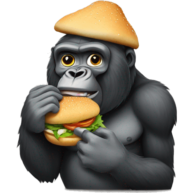 Gorilla eating a chicken sandwich  emoji