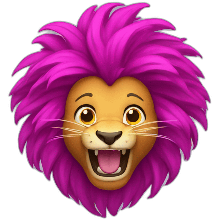 excited lion with magenta fire hair emoji