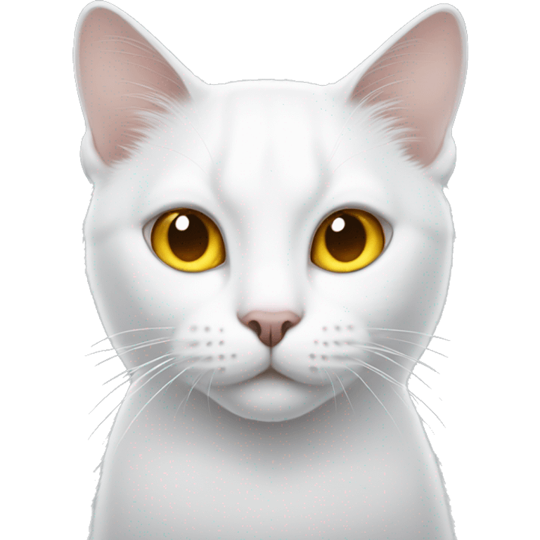 white cat with yellow eyes and a dark spot on the ear emoji