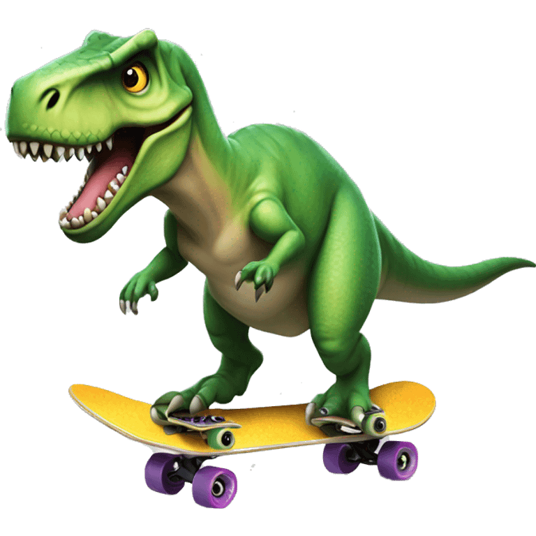 A t-rex on a skateboard emoji