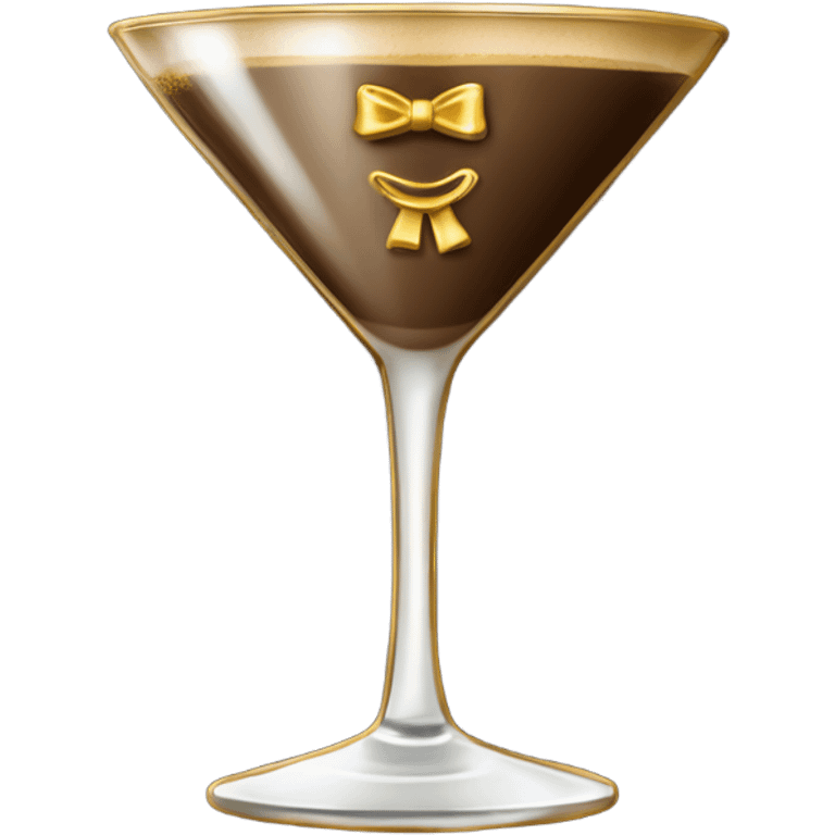 gold rimmed espresso martini glass with gold bow emoji