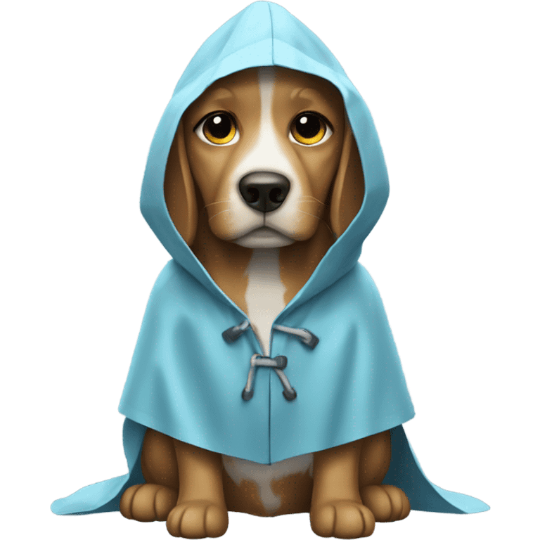 Dog wearing raincoat emoji