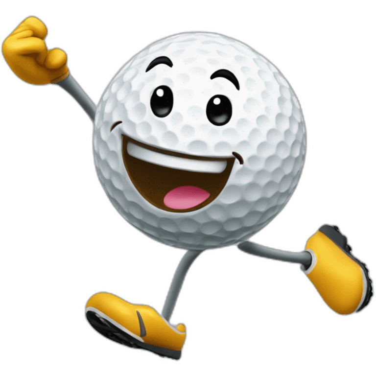 Excited Golf Emoji  Description A jumping golf ball with an enthusiastic expression, celebrating a successful putt. Maybe there are little flags around to indicate victory. emoji