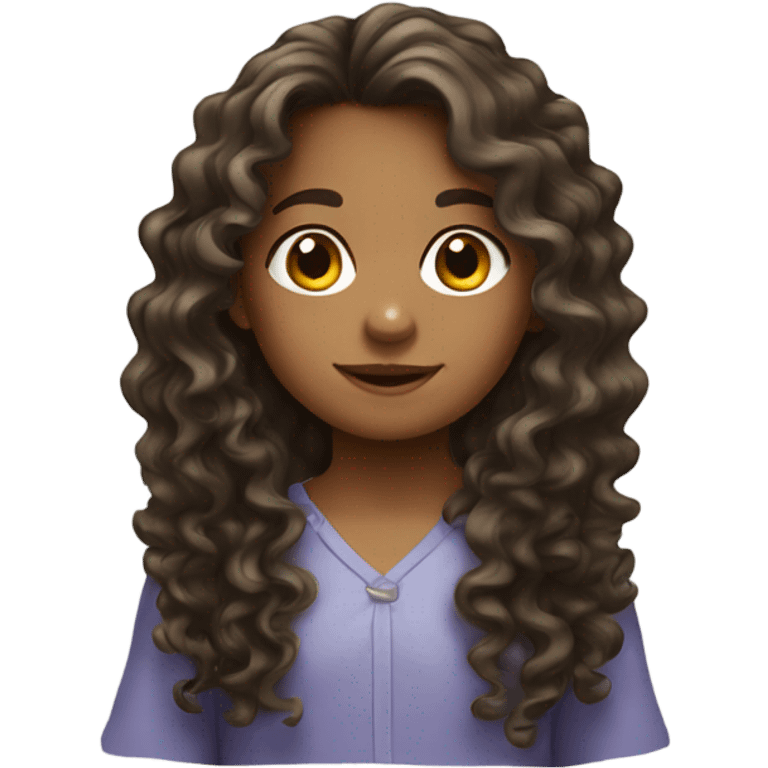 Little girl with long curly hair emoji