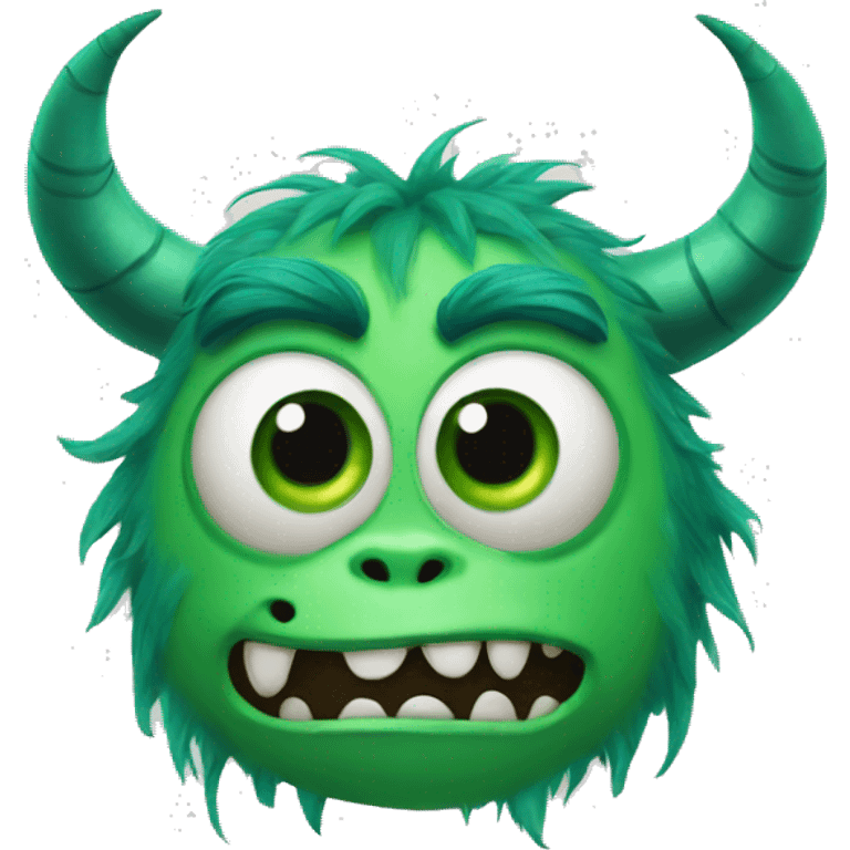 Monster Inc green monster emoji with human face with horns  emoji