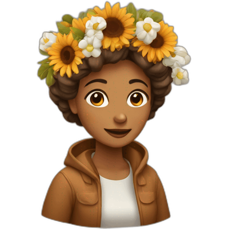 Mujer con flores de otoño emoji