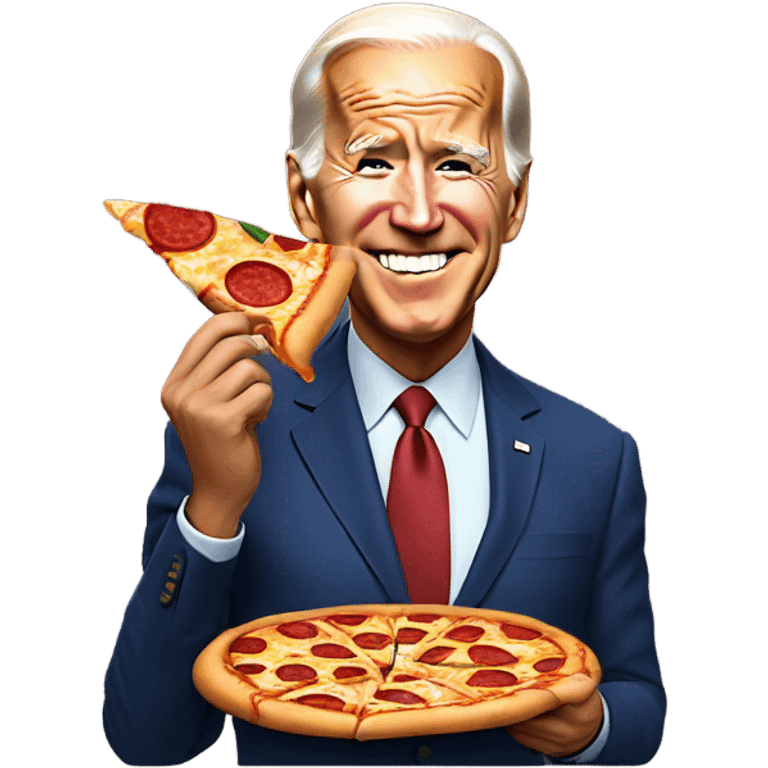 Joe Biden eating pizza emoji