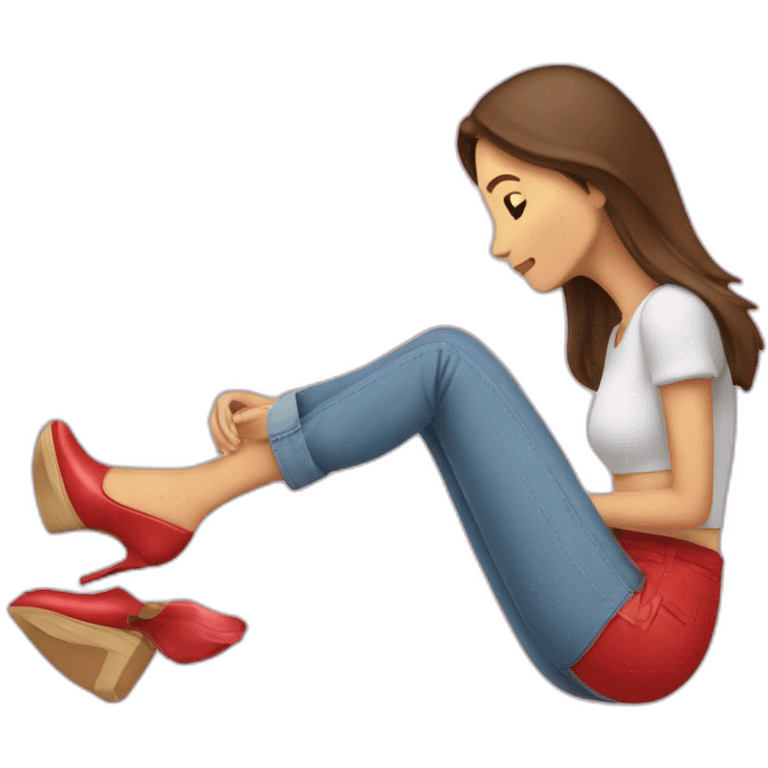 mujer enamorada de sus zapatos emoji