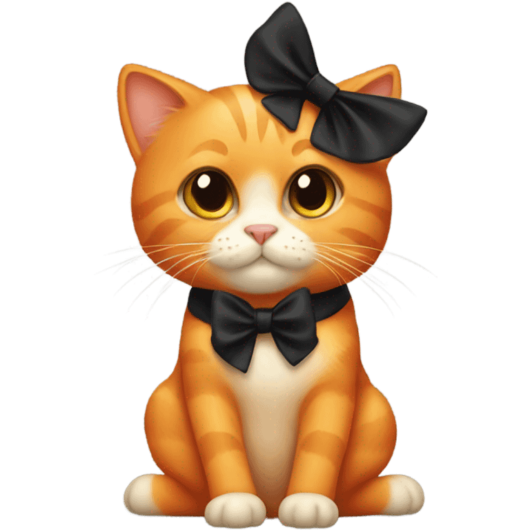 an orange cat with black bow emoji