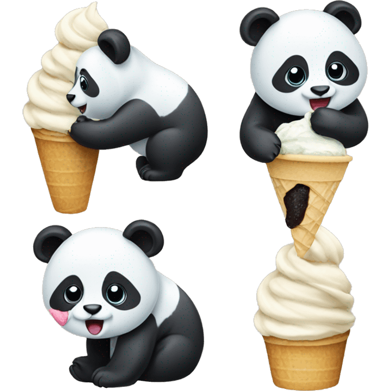 Panda eating ice crea emoji