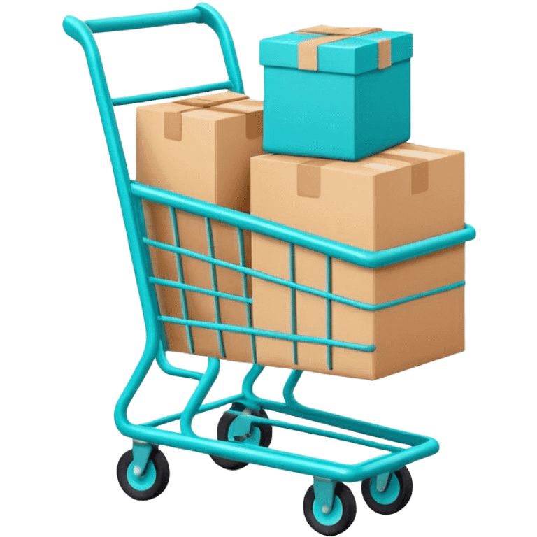 Online cart logo stuffed with boxes Turquoise colors emoji