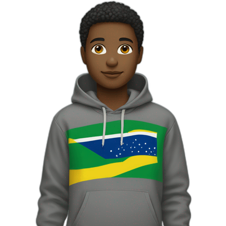 Black boy using lacoste hoodie with brazil flag emoji