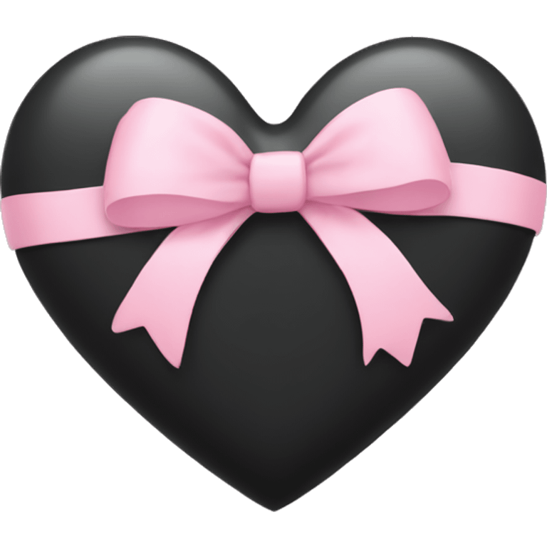 Black heart with light pink bow  emoji